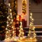 Set of 3 Lighted Rattan Cone Trees with LED Lights and Metal Frame
